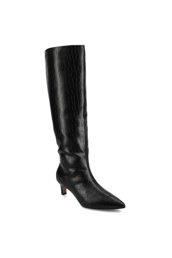 Womens Tullip Kitten Heel Pointed Toe Boots