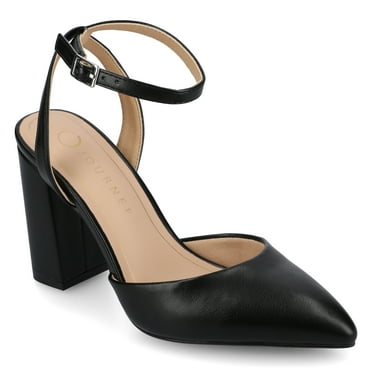 Journee Womens Tyyra Buckle High Block Heel Pointed Toe Pumps, Widths Available