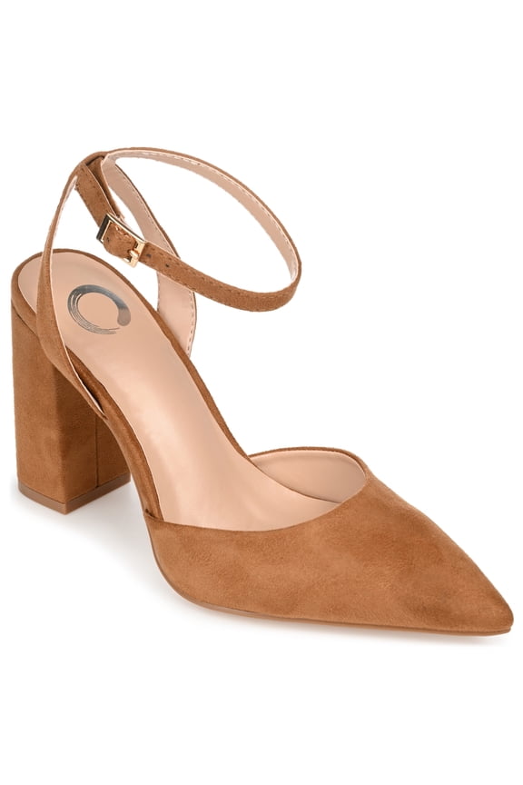 Womens Tyyra Buckle High Block Heel Pointed Toe Pumps, Widths Available