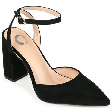 Journee Womens Tyyra Buckle High Block Heel Pointed Toe Pumps, Widths Available