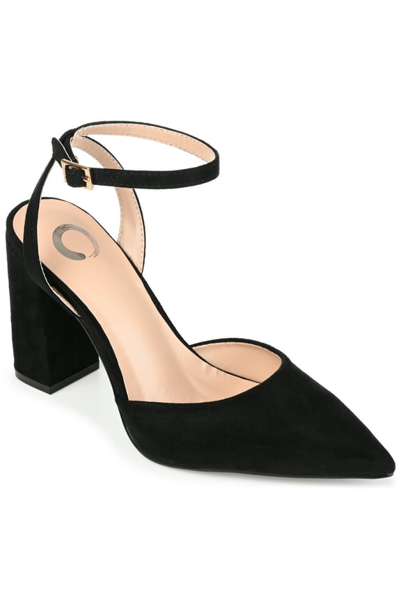 Womens Tyyra Buckle High Block Heel Pointed Toe Pumps, Widths Available