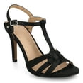 thumbnail image 1 of Journee Womens Valry Woven T-Strap Stiletto Dress Sandals, Widths Available, 1 of 9