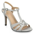 thumbnail image 1 of Journee Womens Valry Woven T-Strap Stiletto Dress Sandals, Widths Available, 1 of 9