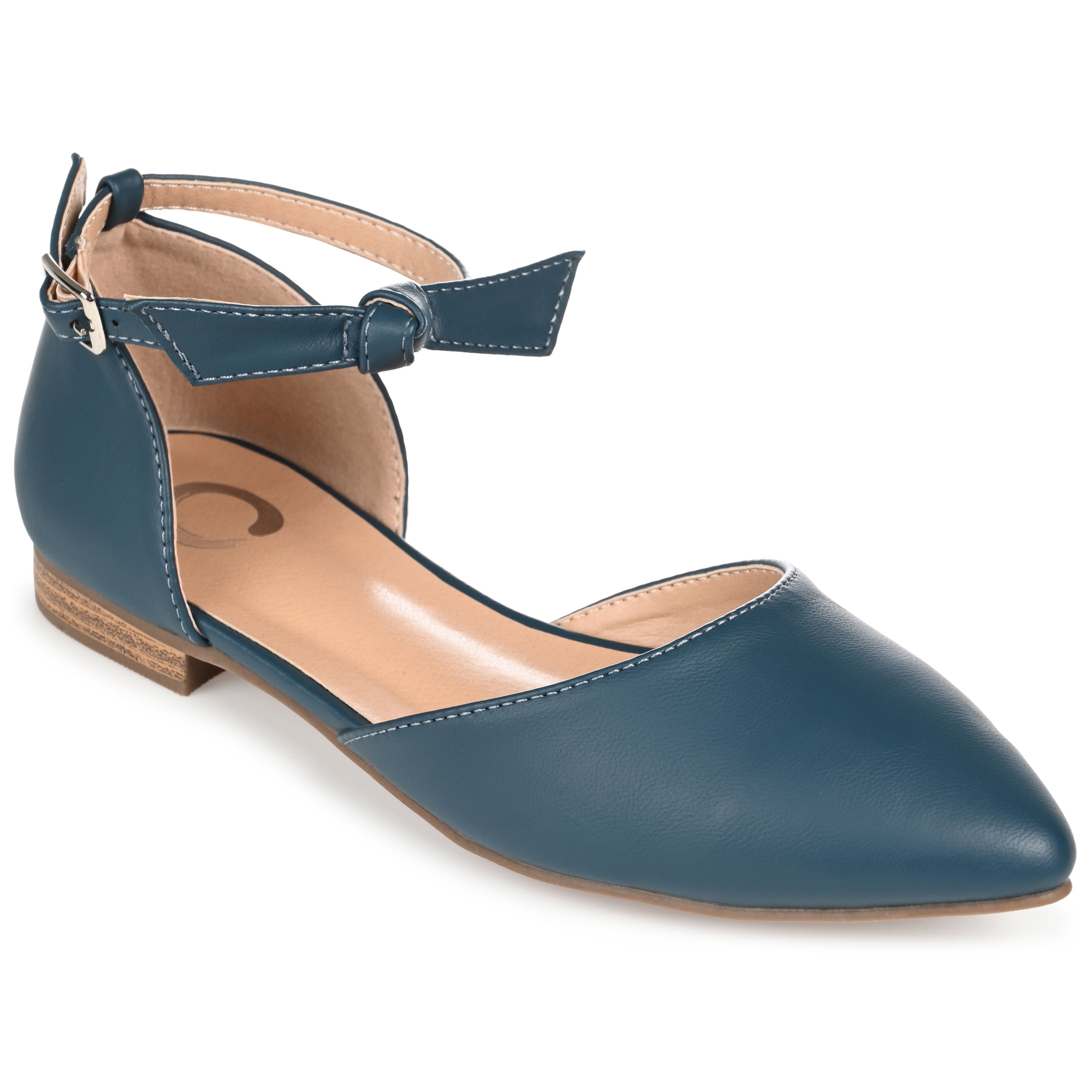 Journee Womens Vielo Ballet Almond Toe Buckle Flats, Widths Available