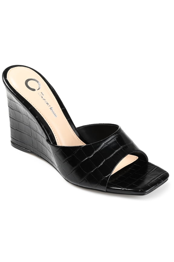 Womens Vivvy Slip On Open Square Toe Wedge Sandals
