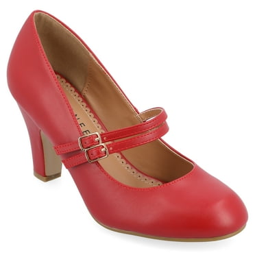 Journee Womens Windy Round Toe Block Heel Mary Jane Pumps, Widths Available