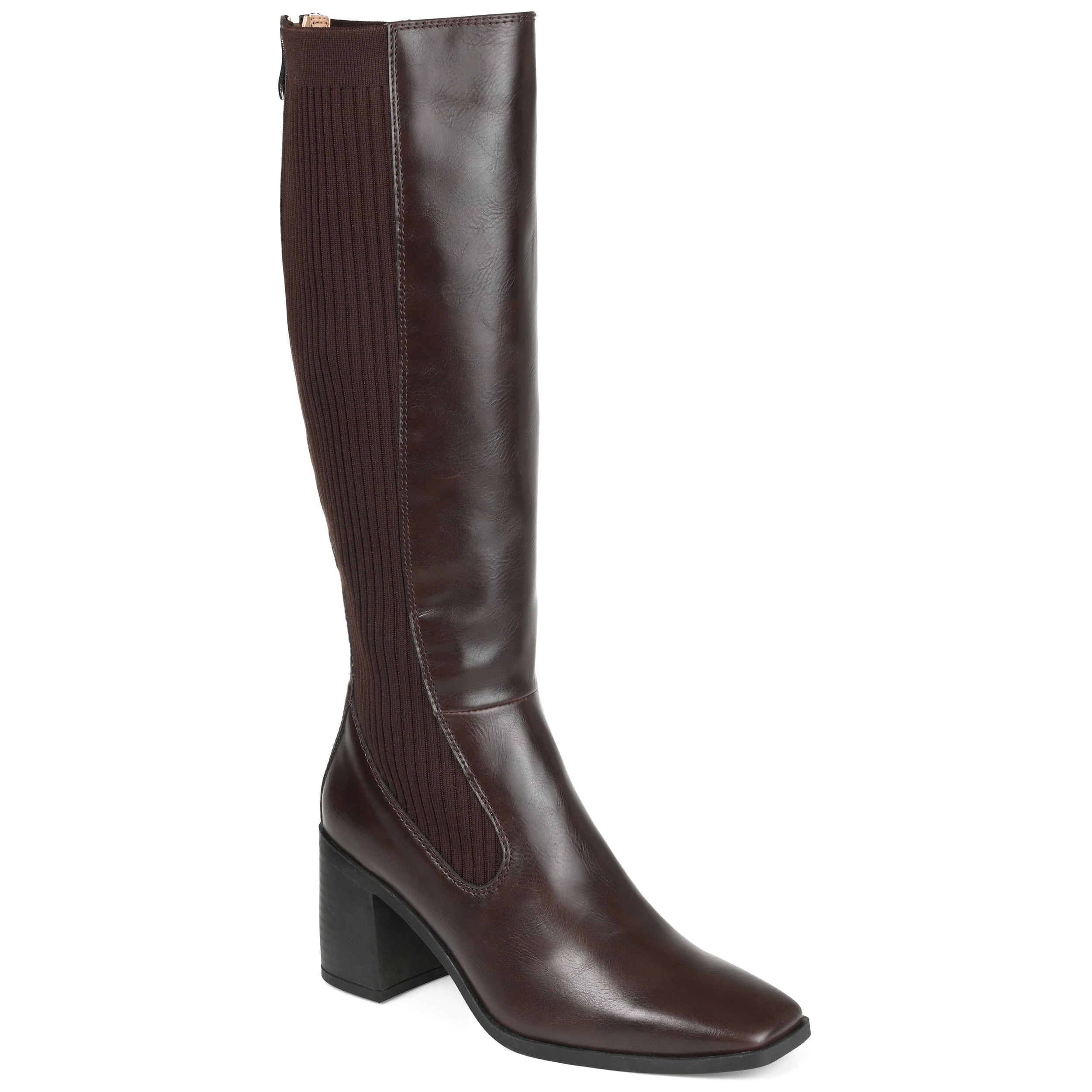 Journee Womens Winny Wide Calf Stacked Heel Knee High Boots
