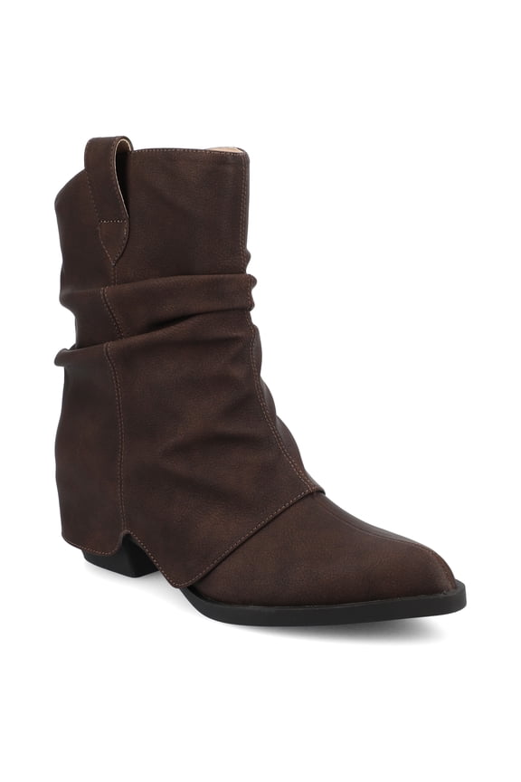 Womens Wynette Western Pointed Toe Cuban Heel Slouchy Comfort Ankle Booties, Widths Available