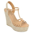 thumbnail image 1 of Journee Womens Yara Buckle Espadrille Wedge Sandals, 1 of 10