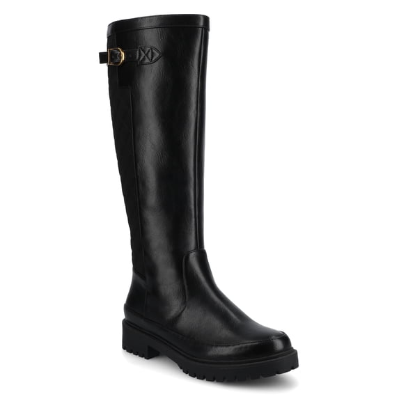Journee Womens Zemmie Knee High Round Toe Inside Zipper Quilted Shaft Comfort Casual Boots