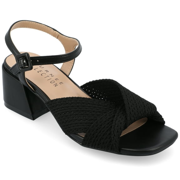 Journee Womens Zerlina Knit Block Heel Sandals