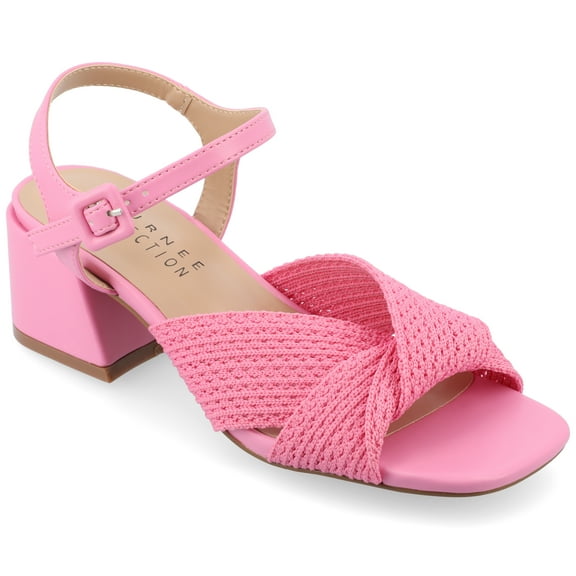 Journee Womens Zerlina Knit Block Heel Sandals