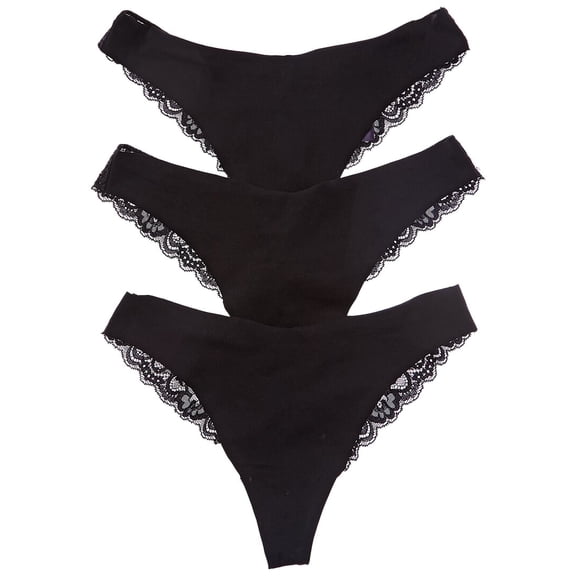 Journelle womens  3pk Estelle Thong, XL, Black