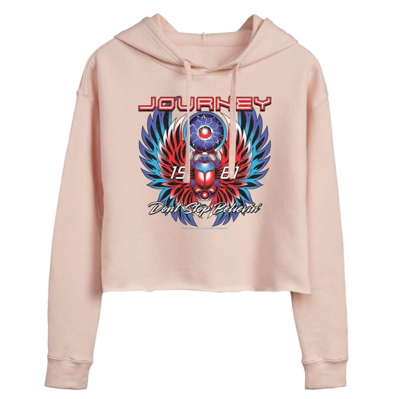 Journey - 1981 Don't Stop Believin' - Juniors Cropped Fleece Hoodie Sweatshirt