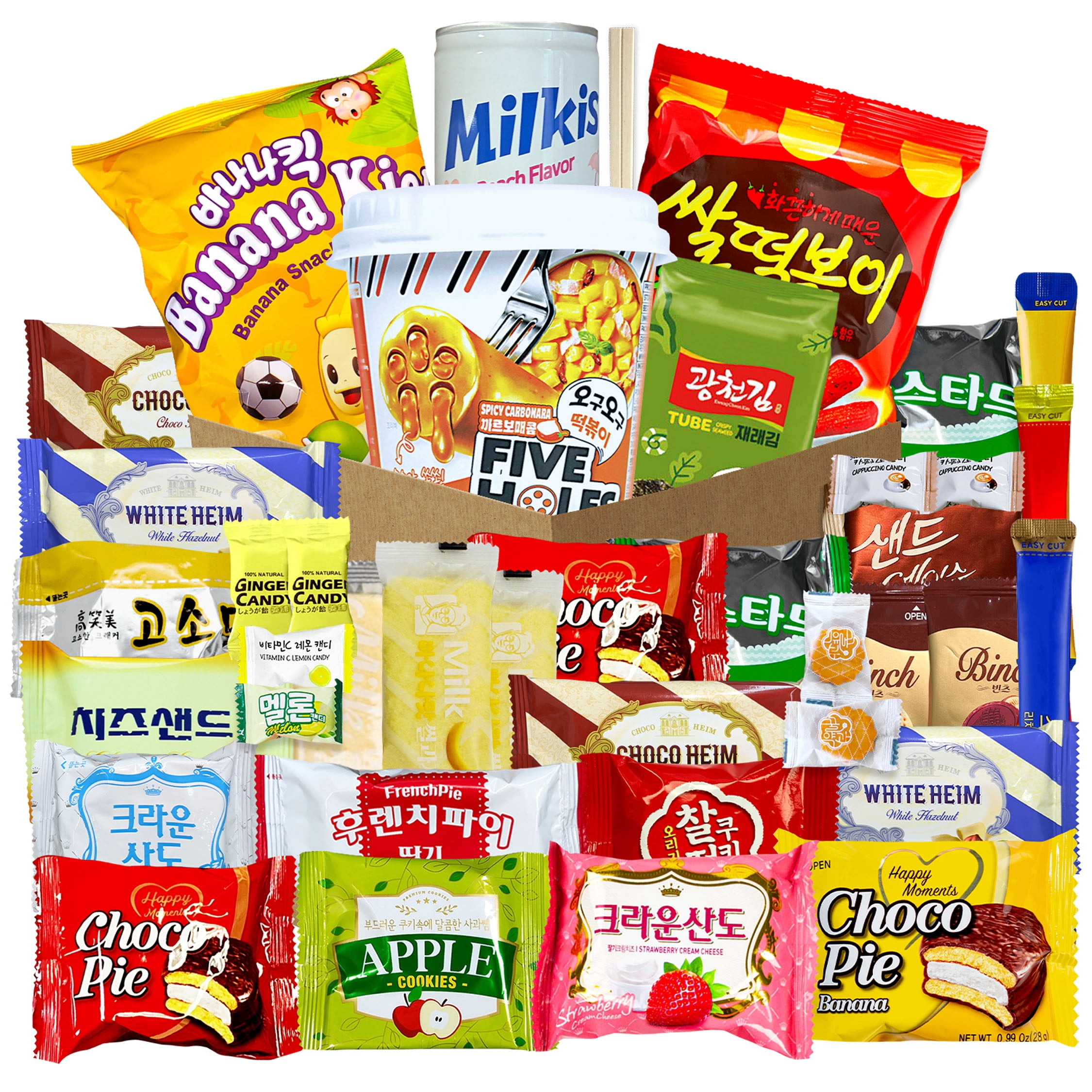 Korean Snack Box 38 Count - Variety of Individually Wrapped Korean Snacks with Chips, Sweets and Tteokbokki for Kids,  College Students and Adults. Gift Box for K-Food Lovers - Journey of Korea