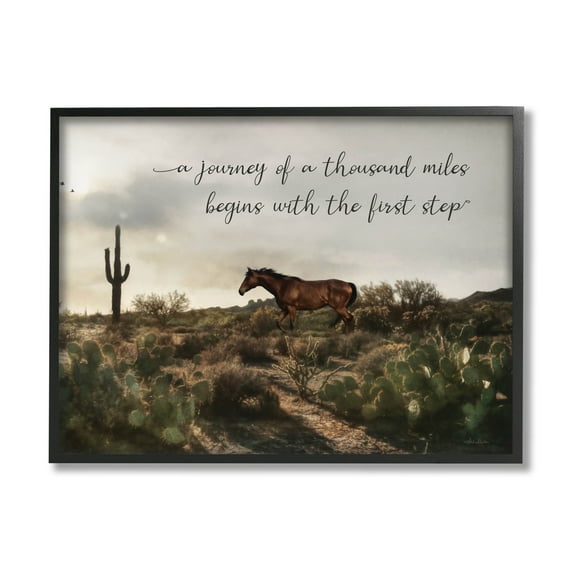 Journey Begins With First Step Scenery Animals & Insects Graphic Art Black Framed Art Print Wall Art