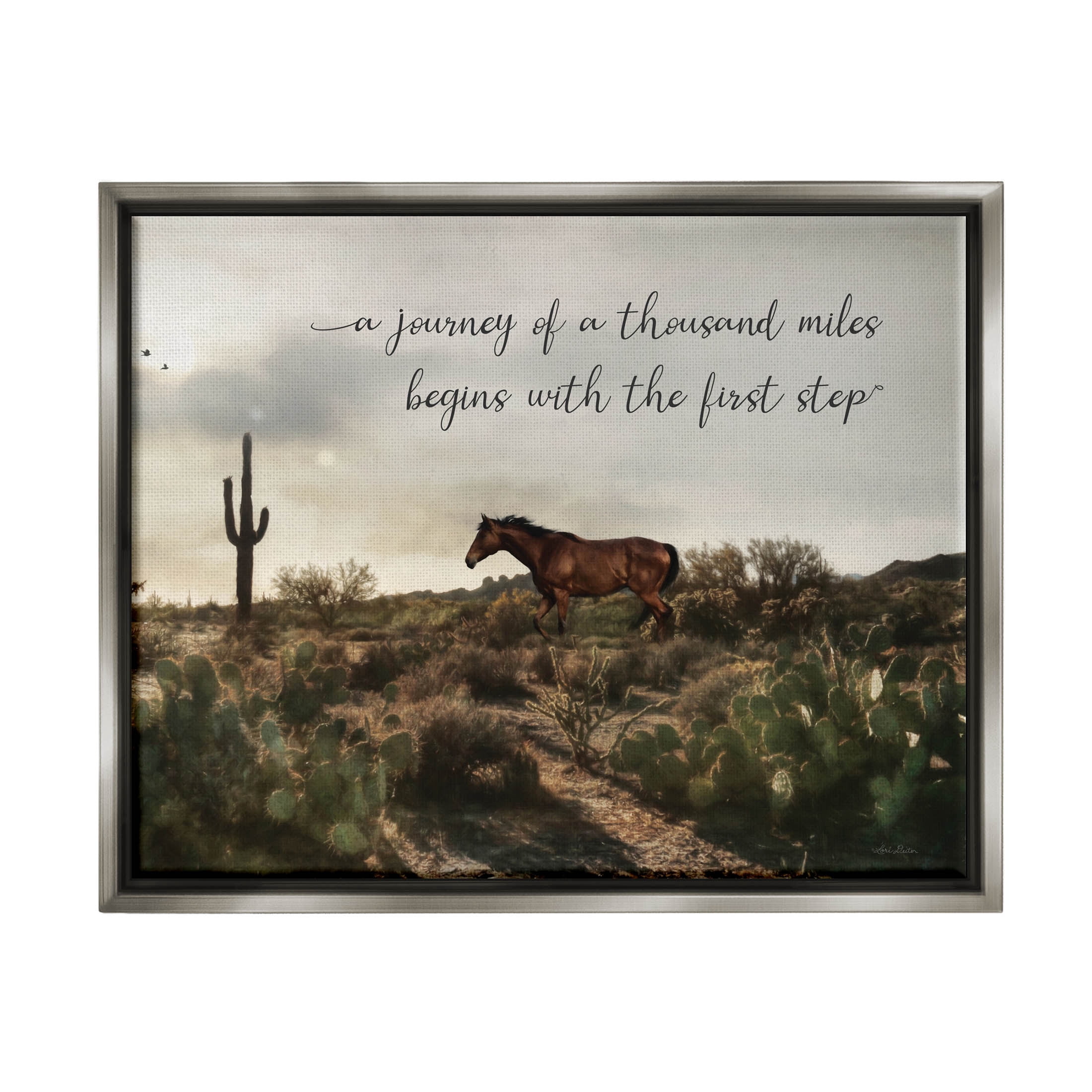 Journey Begins With First Step Scenery Animals & Insects Graphic Art Luster Gray Framed Art Print Wall Art