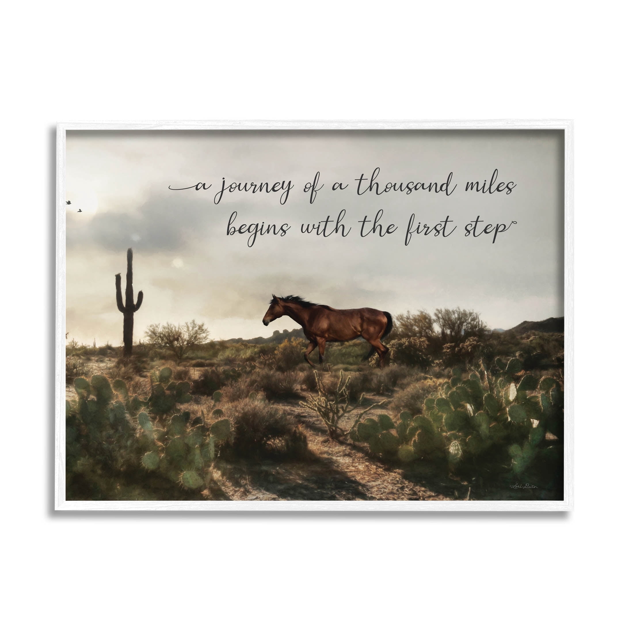 Journey Begins With First Step Scenery Animals & Insects Graphic Art White Framed Art Print Wall Art