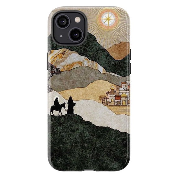 Journey To Bethlehem Phone Case, Mary Joseph Donkey Star iPhone Cover, Religious Christian Protective Case for iPhone 17 16 15 14 13 12 11 Pro Plus Mini