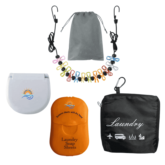 Travel Laundry Detergent Sheets, Travel Laundry Bag, Retractable Clothesline Outdoor and Mini Sewing Kits