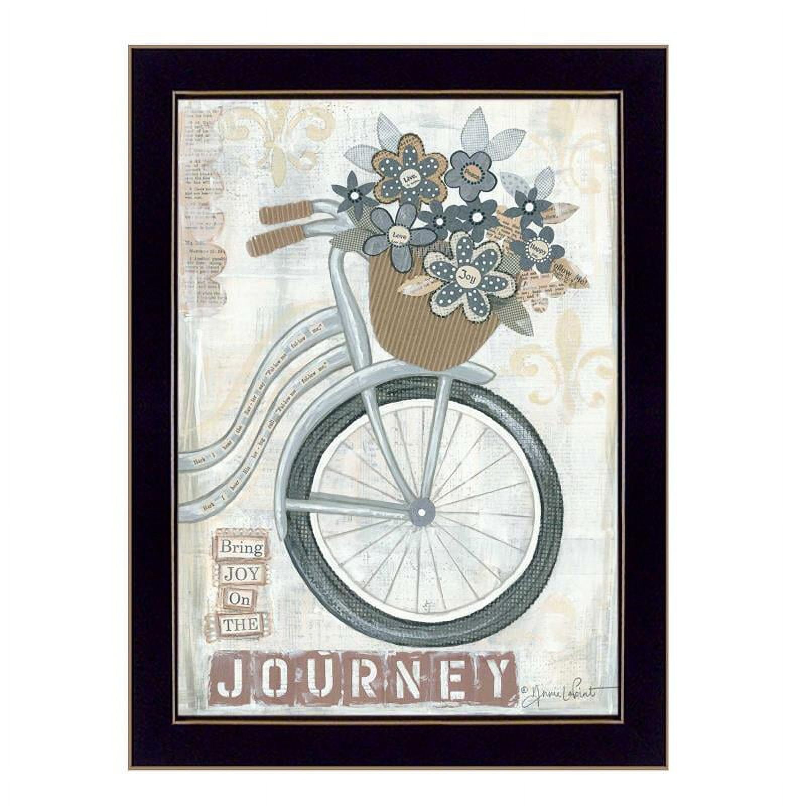 Journey Bicycle with Flowers Framed Wall Art in Multi-Color