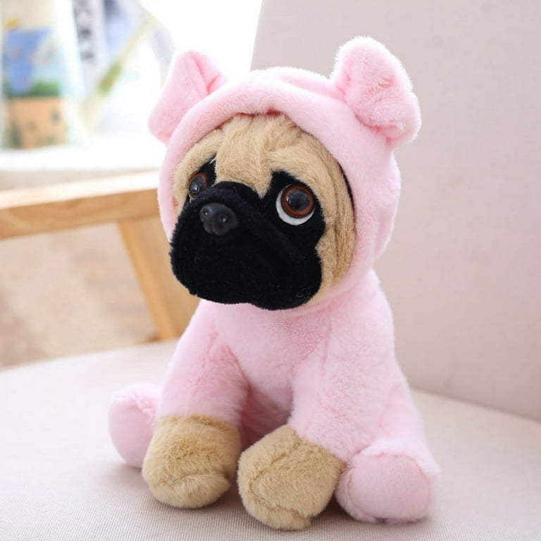 Pug Stuffed Animal in Mermaid Costume, Adorable Plush Lying Dog Super Soft  Toy Wearing Pink Tie and Dressed in Sparkling Fish Tail Outfit ,Great Gift  for Girls, Birthday Valentine's Day Present 