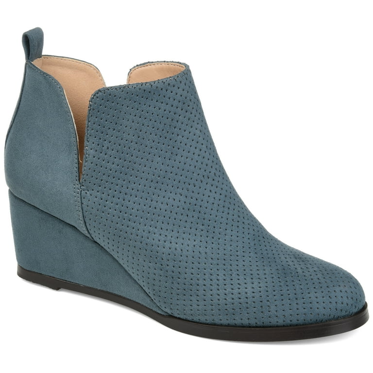 Blue wedge boots best sale