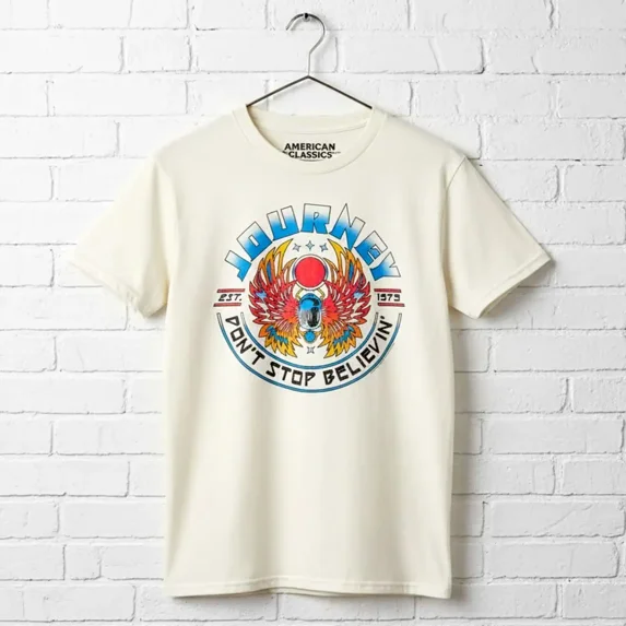 Journey Don't Stop Believin 73 Men's T Shirt (Ivory, AdultS)