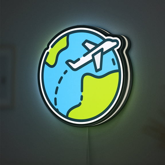 Journey Flight 3D Novelty Light Box, Travel Route and Tourism Lamp Decor for Adventurers, World Explorers and Travel Fans (Width 16 inch, 40cm)