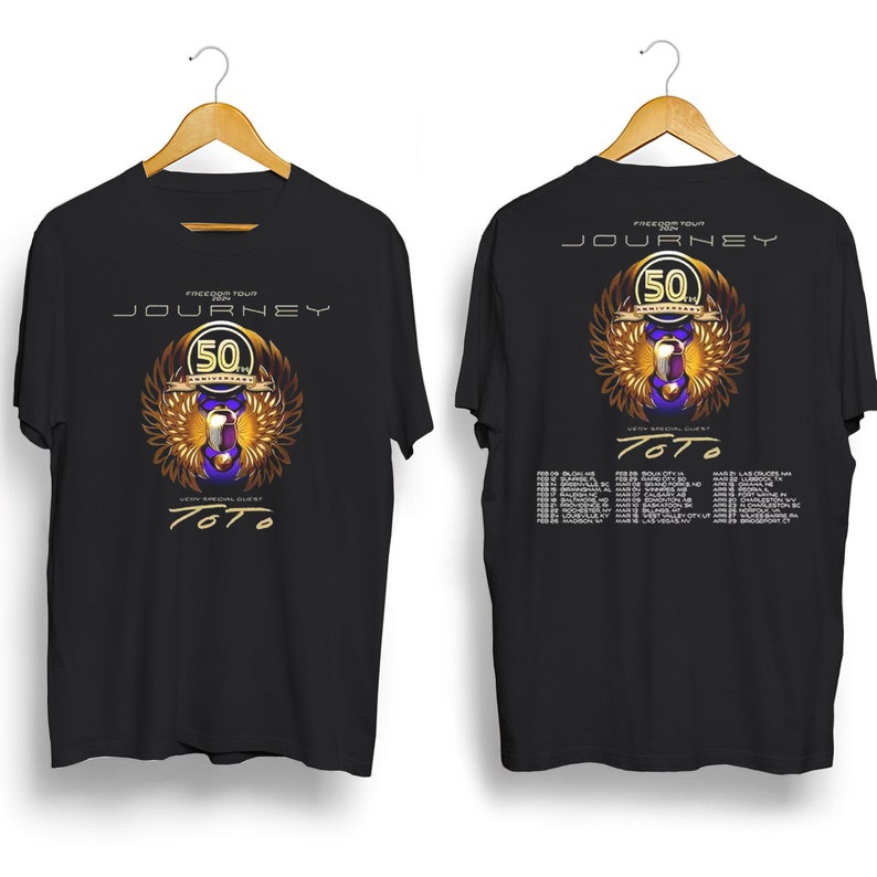 Journey Freedom Tour 2025 Tshirt, Journey With Toto 2025 Concert Shirt