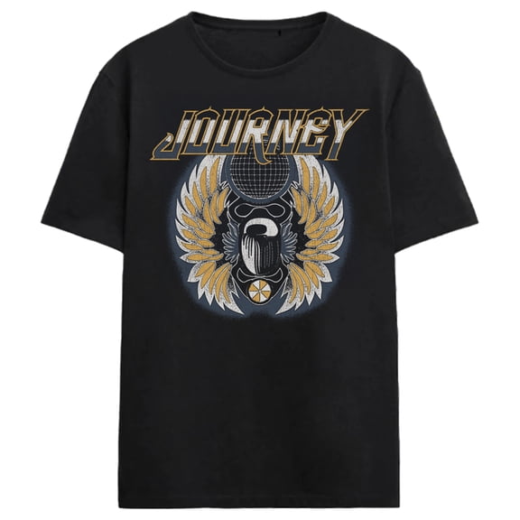 Journey Golden Scarab Logo Adult Black Short Sleeve Tee-XL