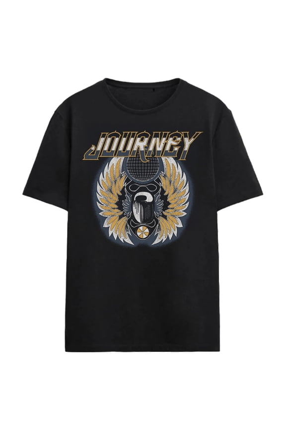 Journey Golden Scarab Logo Adult Black Short Sleeve Tee-XS