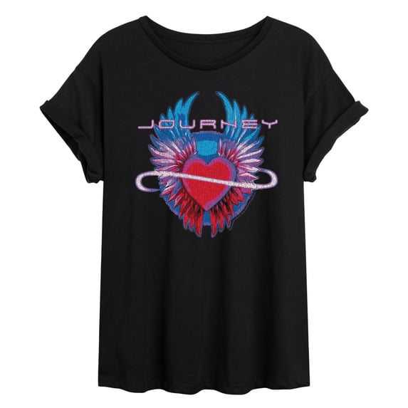 Journey - Infinity Heart Wings - Juniors Oversized Graphic T-Shirt