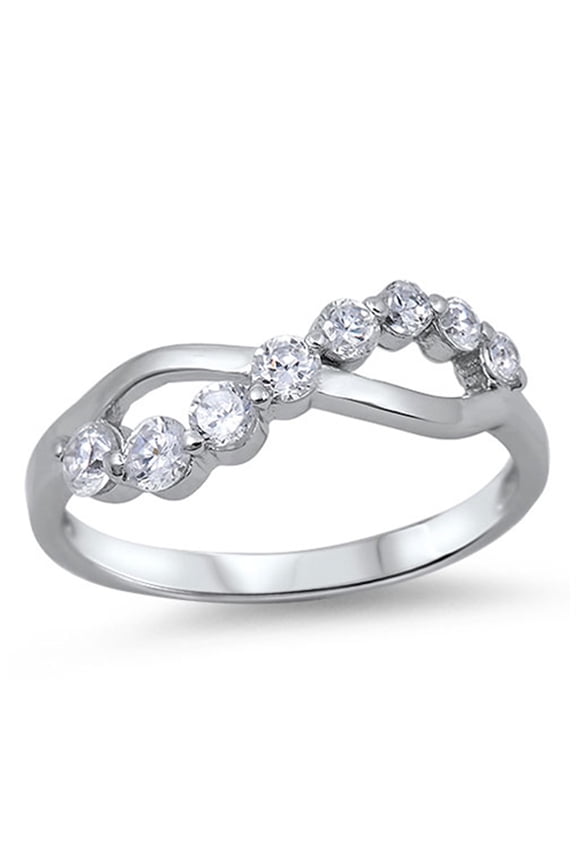 Journey Infinity White Cubic Zirconia Promise Ring .925 Sterling Silver Band Jewelry Female Size 8