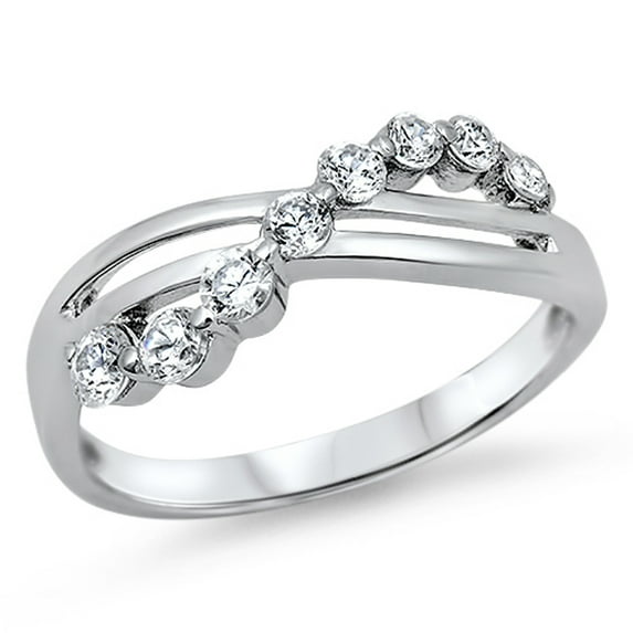 Journey Infinity White Cubic Zirconia Ring .925 Sterling Silver Band Jewelry Female Male Size 12