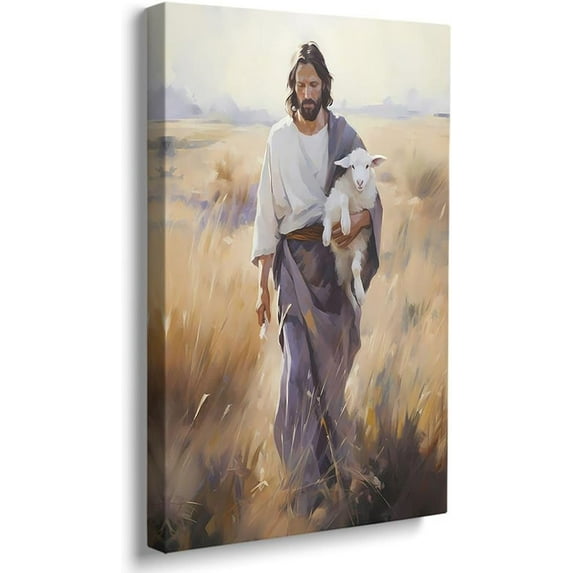 The Journey of Jesus Wall Art Christ Jesus Posters Bible Art Jesus and The Good Shepherd Pictures Christian Gift Religion Painting Picture Framed Christian God Canvas Print for Home 12"X16"