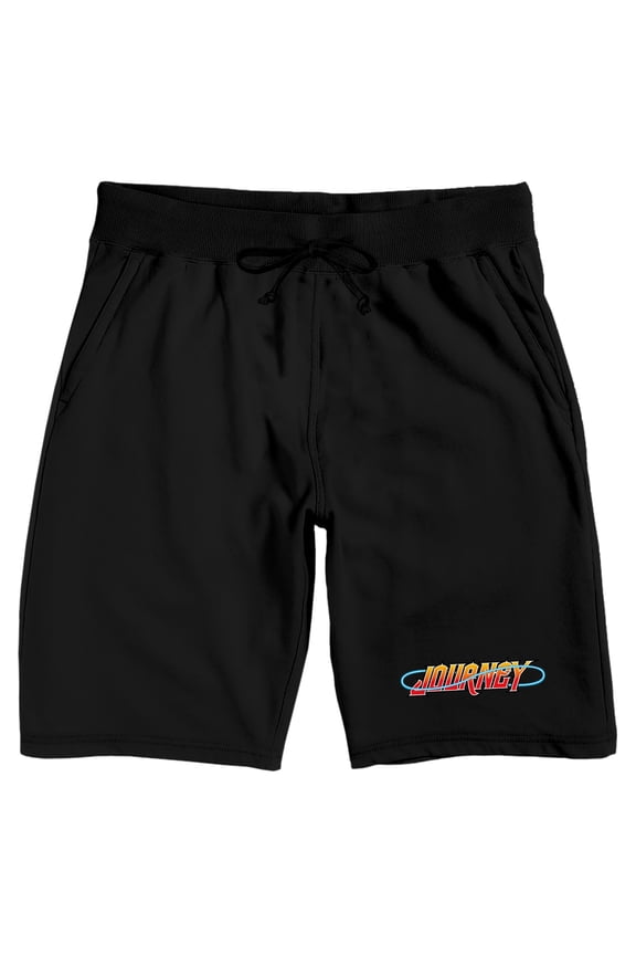 Journey Logo Men's Black Sleep Pajama Shorts-Large