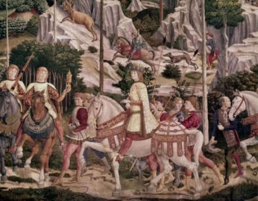 Journey Of The Magi - Detail 1460 Benozzo Gozzoli (1420-1497 Italian) Palazzo Medici-Riccardi Florence Italy Canvas Art - Benozzo Gozzoli (18 x 24)