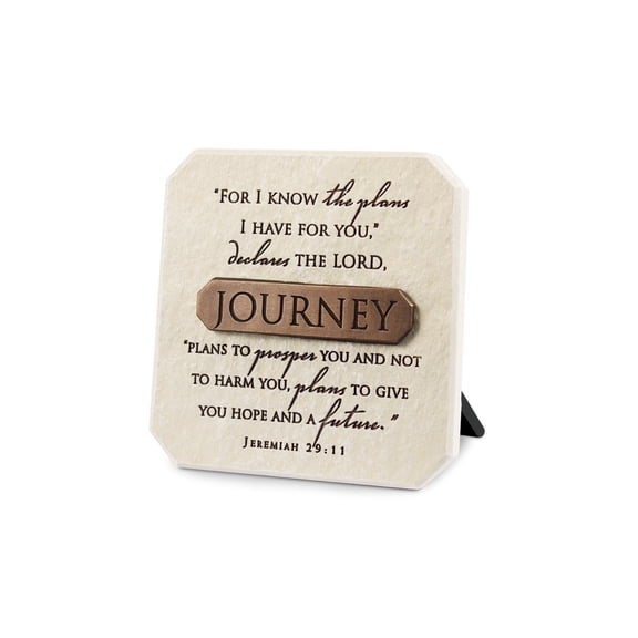Plans For Your Journey Sandstone 3.75 x 3.75 Cast Stone Bronze Title Bar Plaque