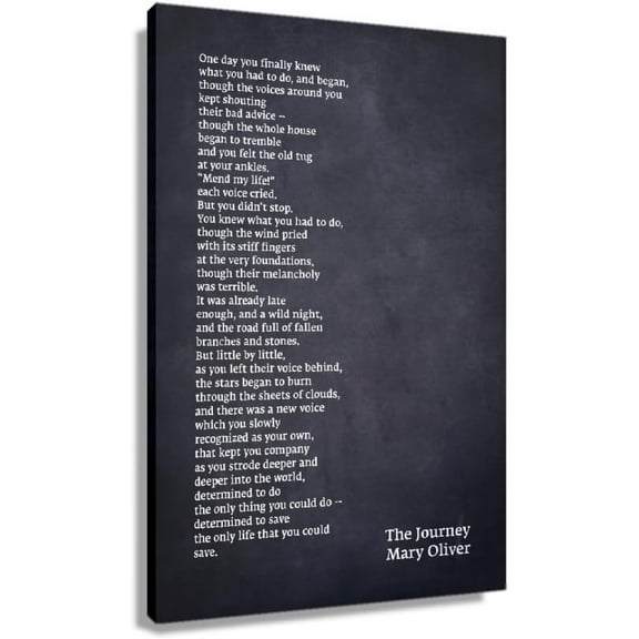 The Journey Poem Wall Art Mary Oliver Quote Poster Verse Wall Art Poetry Prints Poster Picture Decor Bathroom Modern Artwork for Bedroom Rectangle Canvas Paintings Printed Canvas Home Decorations