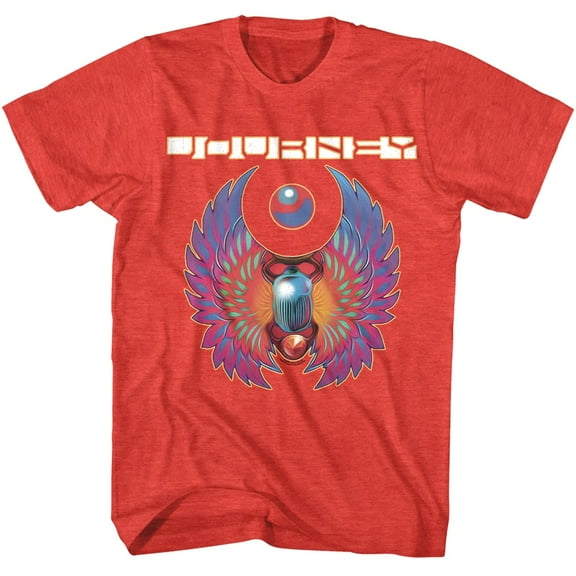 Journey - Scarab And Orb - Officially Licensed - Red Heather Front Print Adult Short Sleeve T-Shirt