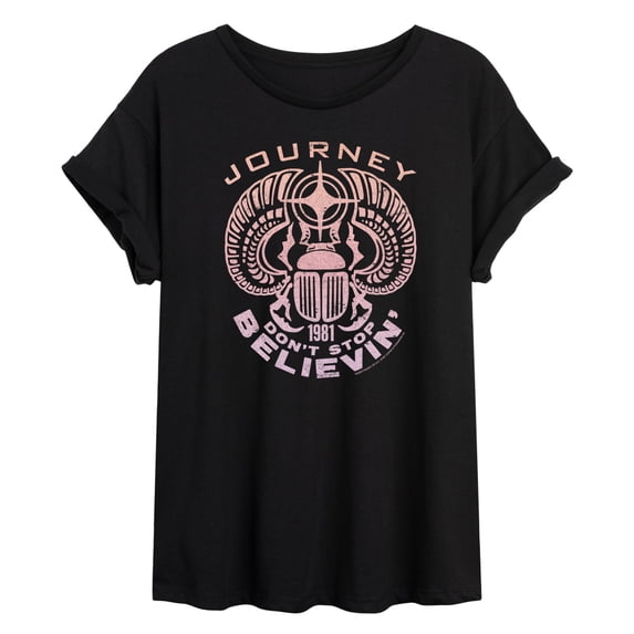 Journey - Scarab Don't Stop Believin' - Juniors Oversized Graphic T-Shirt