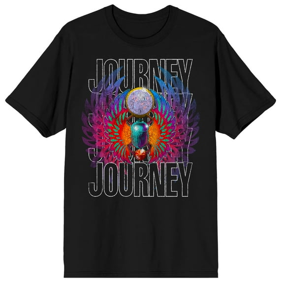 Journey Scarab & Jewel Crew Neck Short Sleeve Men's Black T-shirt-Medium