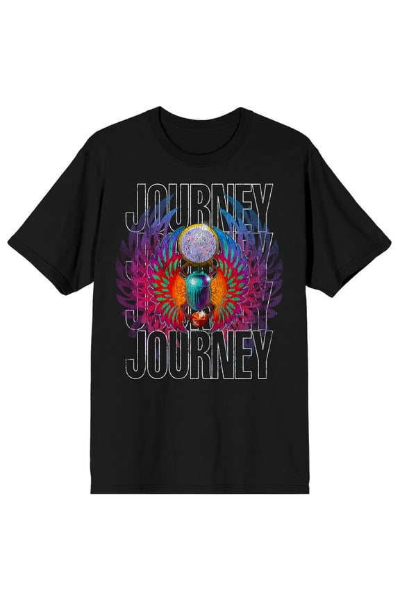 Journey Scarab & Jewel Crew Neck Short Sleeve Men's Black T-shirt-Medium