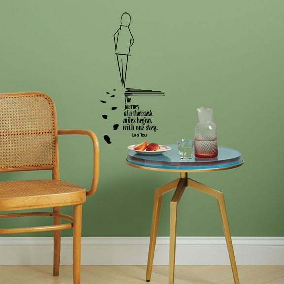 Journey of a Thousand Miles - Lao Tzu Quote Famous Life Motivation Quotes Inspiration Saying Wall Art Sticker Designs Vinyl Stickers For Home Walls Rooms Windows Bedroom Decoration Size (40x35 inch)