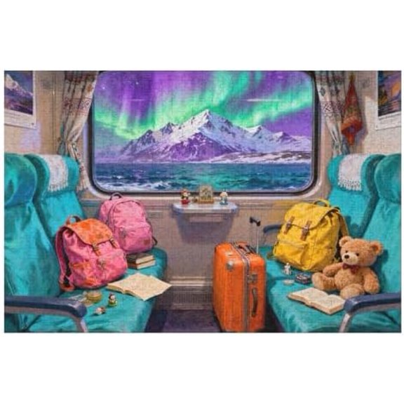 Journey Train 1000 Piece Puzzle for Adults, 30x20 in Dust-Free Wooden Material with Perfect Interlock, for Halloween Christmas & Family Games Lovers Home Decor Activity