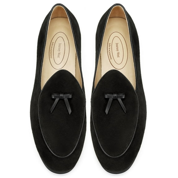 Journey West Men's Vintage Loafers For Men Belgian Loafers Slip-on Loafer Penny Loafer Casual Loafers Black US 9