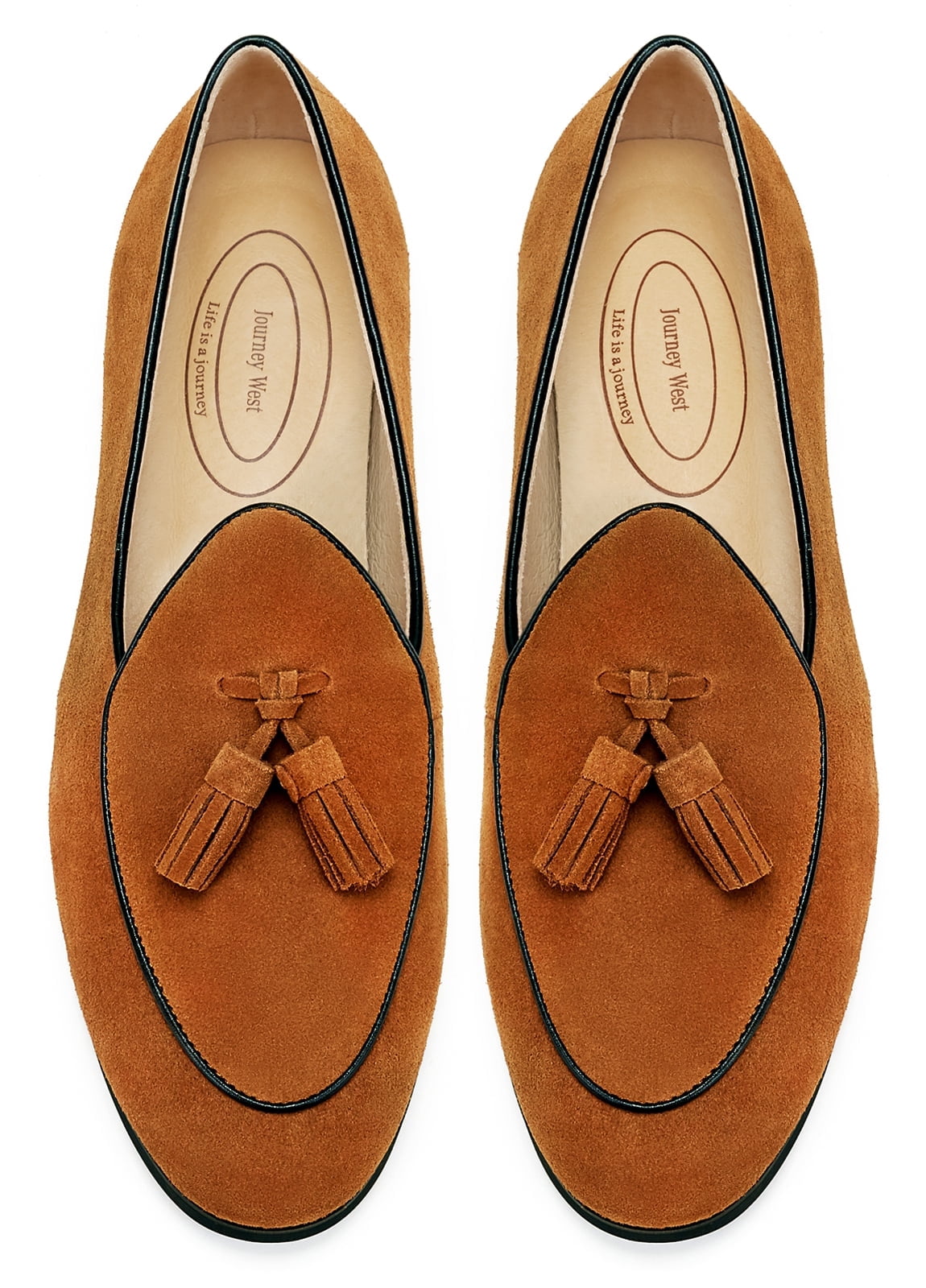 Journey West Suede Slip-on Penny Loafers Shoes for Men Brown US 8 Amazon.com | Journey West Men main image 4
