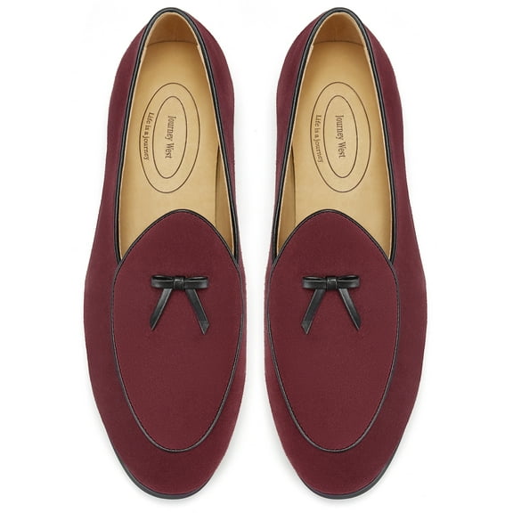 Journey West Men's Vintage Loafers For Men Belgian Loafers Slip-on Loafer Penny Loafer Casual Loafers Burgundy US 11