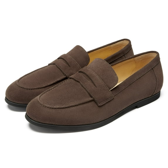 Journey West Men's Vintage Loafers For Men Belgian Loafers Slip-on Loafer Penny Loafer Casual Loafers Coffee US 10
